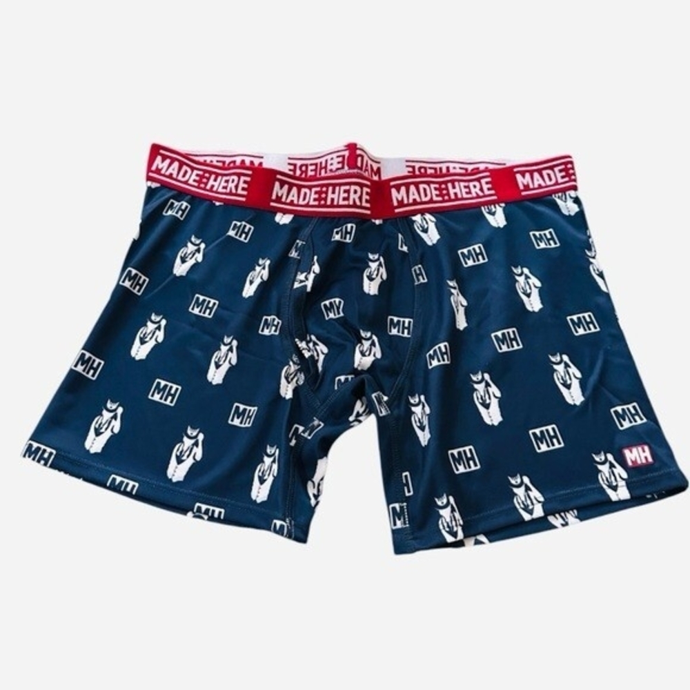 MADE HERE All American Sam Print Blue Red White Viscose Rayon Boxer Brief Men XL
